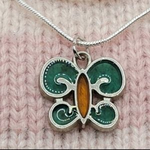 3/$30 🖤 Sterling Silver Green Orange Butterfly Charm For Bracelets or Necklaces